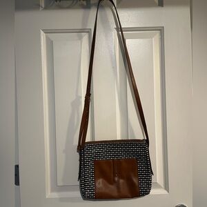 Fossil Black and Brown Houndstooth Crossbody Bag
